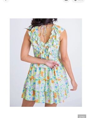 Karlie Pastel Floral Ruffle Backless Mini Dress